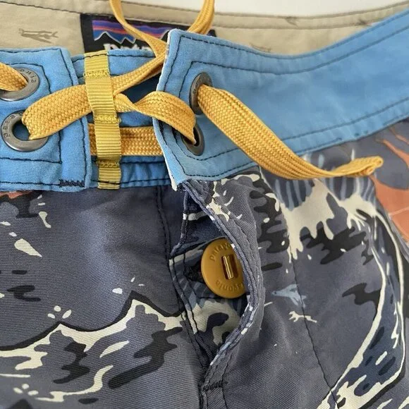 Vintage Patagonia Pataloha Swim Trunks Board Shorts Men 28 Boat Waves Hawaiian - Picture 7 of 15